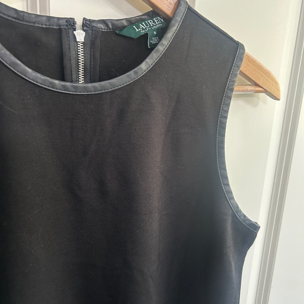 Like new Ralph Lauren Black Tank Top with Faux Leather trim. Size S. - Picture 2 of 11
